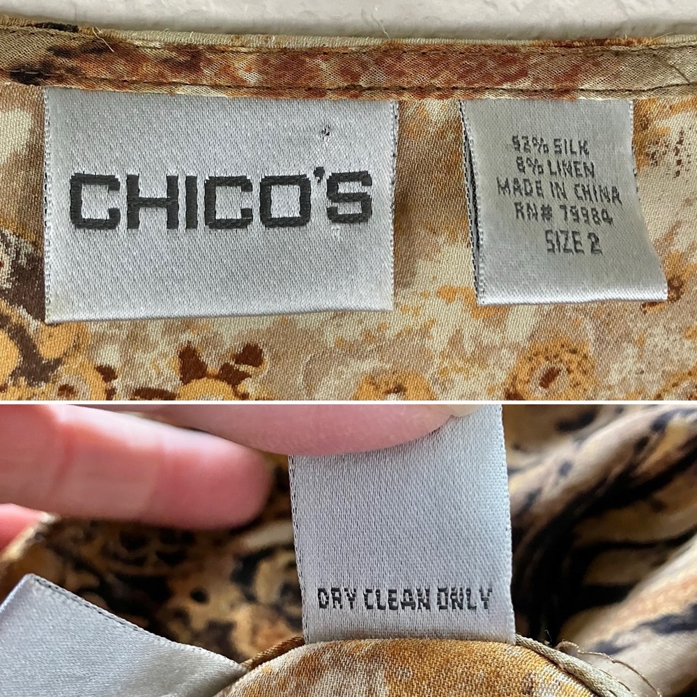 Chico's Silk Linen Beaded Patchwork Tunic Blouse … - image 8